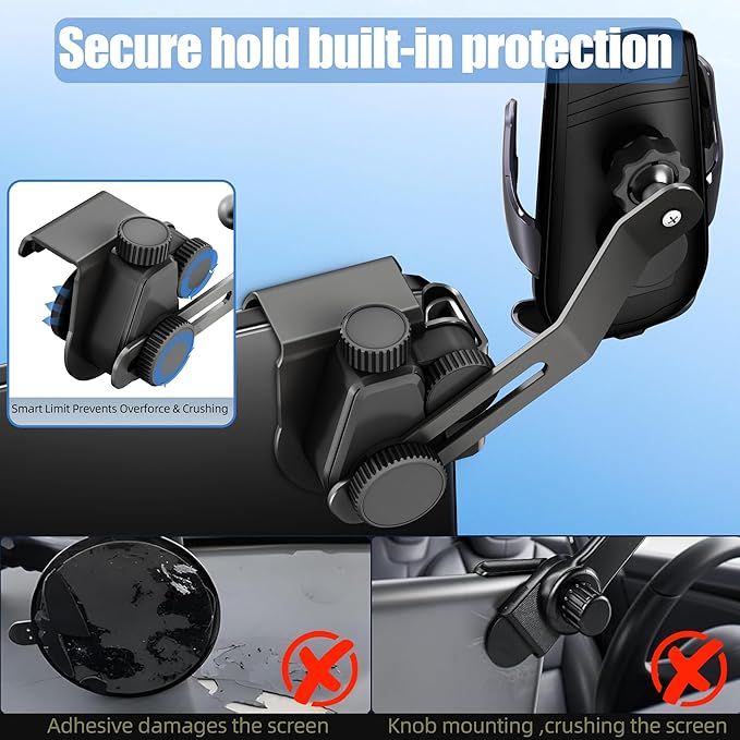 Car Phone Mount for Model 3 & Model Y, Screen Side Custom Fit for Center Display, 15W Wireless Fast Charging Auto-Clamping, Unobstructed View, Compatible with iPhone & Android