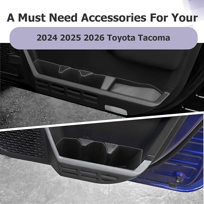 LUWU 2026 Tacoma Accessories Door Tray Organizer Compatible with Toyota Tacoma Accessories 2024 2025 2026 Door Side Storage Box Organizer Tray Insert Tray TPE Material Black 6PCS
