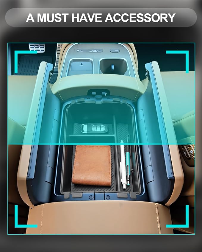 CDEFG for 2026 Hyundai Palisade Center Console Accessory Dual Organizers | for 2026 Hyundai Palisade Accessories Middle Console Double -Tray Armrest Storage Box,Only for 7-Seats w/Split Armrest