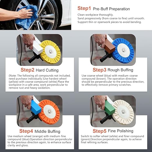8" Orange Airway Buffing Wheel 5/8'' Arbor Hole 12 Plys Medium Polishing for Angle Grinder 1PCS 8 Inch Polishing Wheel