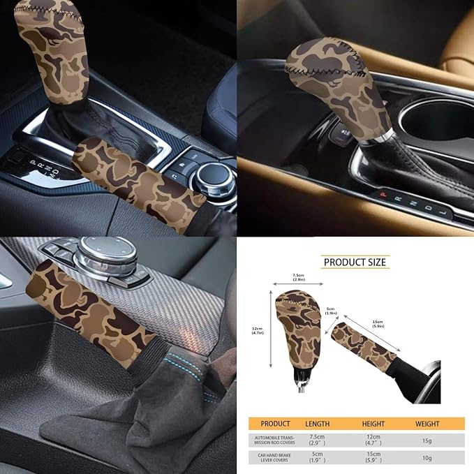 KEIAHUAN Duck Camo Hunting 11 Piece Car Seat Covers Full Set for Men Steering Wheel Cover Car Coasters Handbrake and Gear Shift Knob Cover/Headrest Cover for Sedan Truck Van