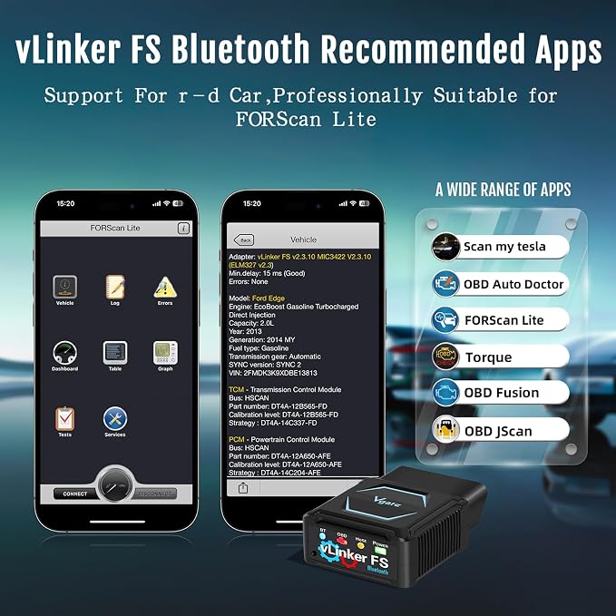 VGATE vLinker FS Bluetooth OBD2 Scanner Diagnostic Tool Wireless Code Reader for iPhone, Android & Windows Bi-Directional Control Car Diagnostic Scanner,All Systems Diagnosis, 30+ Services
