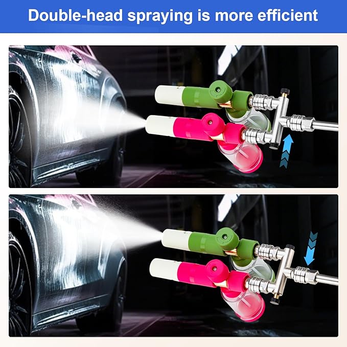 Foam Cannon Dual-Connector Accessory,Pressure Washer Double Tip Attachment for Foam Cannon,Car Wash Cleaning Foam Cannon with 1/4” Quick Connector,2 Small Foam Cannon