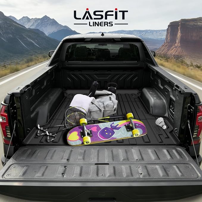 LASFIT Truck Bed Mat for Chevrolet Chevy Silverado EV/GMC Sierra EV 2024-2026 5.9FT Only (Fit with Multi-Flex Midgate, Not Fit Without Multi-Flex Midgate) All Weather TPE Custom Fit Bed Liner