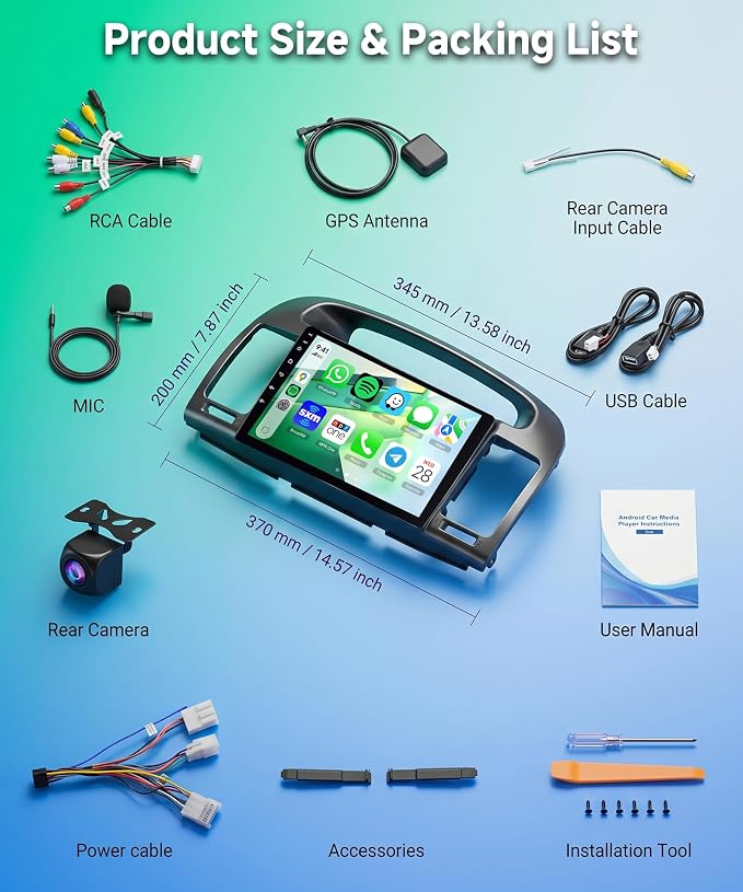 8Core 6G+128G Android 15 Rimoody Car Stereo for Toyota Camry 2000-2006, Wireless Carplay Andorid auto GPS 5G-WiFi DSP Bluetooth 5.0 9'' IPS Touchscreen FM/RDS SWC 1080P Backup Camera