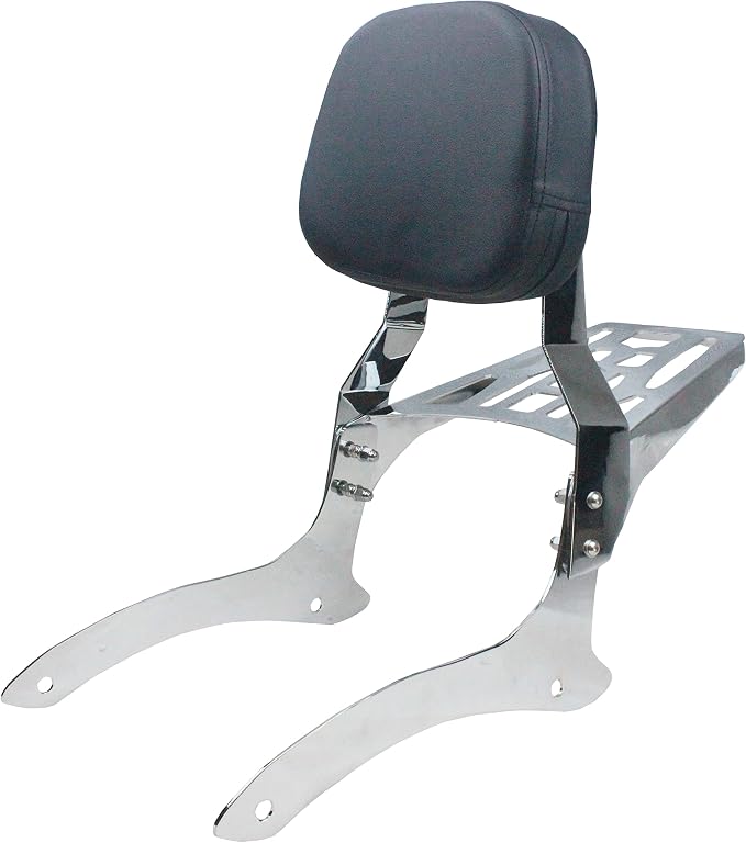 YHMOTO Sissy Bar Backrest + Luggage Rack Combo Fits for 2000-2011 Yamaha V-Star XVS 1100 Classic Dragstar XVS 1100 Classic (Style B-Chrome)