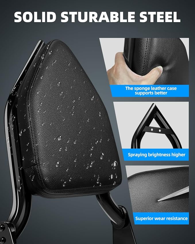Sissy Bar Backrest Detachable Passenger Backrest Pad Compatible for Harley Davidson Touring Electra Glide, Road King, Road Glide, Street Glide, Ultra Limited 2009-2025 (Black)