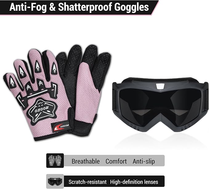 Youth Dirt Bike Helmet DOT Approved, Kids Motocross Full Face Helmet with Adjustable Goggles Riding Gloves & Storage Bag, Off-Road Sport Gear Set for Boys Girls ATV UTV