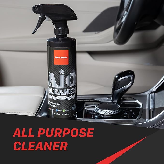 Maxshine All in One Cleaner & Conditioner Complete Kit with Carpet Brush (AC08) - Professional Interior & Exterior Cleaner - Works on Paint, Metal, Glass, Chrome, Vinyl, Leather, Plastic & Upholstery