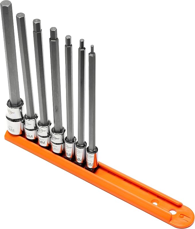 Mayhew Tools 16044 Metric Hex Insert Socket Bit Set, Chrome, 7-Piece Long-Length