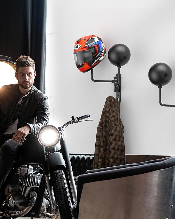Helmet Hanger Wall Mount 180° Swivel Helmet Holder for Motorcycle Bike Racing Outerwear Sports Gear