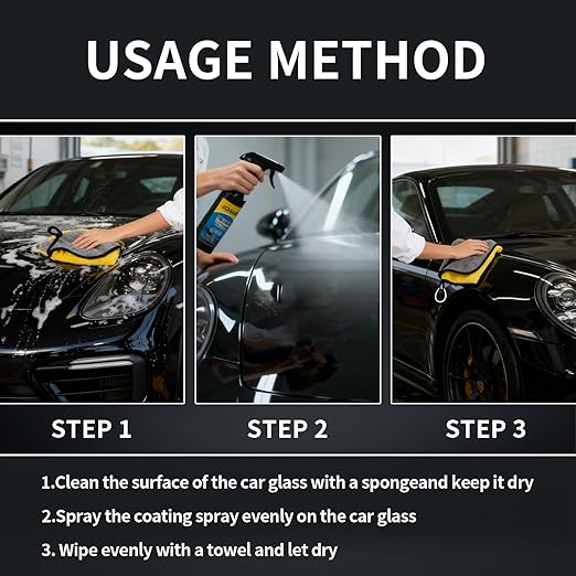 Car Coating Spray, SOPAMI 3-in-1 High Gloss Polish Scratch Remover, Waterless Car Wax Spray for Shine Protection, Nano Hydrophobic Quick Detailer for Paint, Glass, Plastic Metal Surfaces (1)
