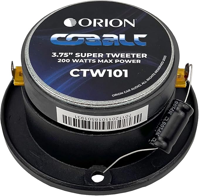 ORION Cobalt Series CTW101 3.75” Super Bullet Tweeter | Aluminum Diaphragm, 1” Voice Coil, 50W RMS, 200W Max, Built-in Crossover - Pro Car Audio Sound System Tweeter (Pair)