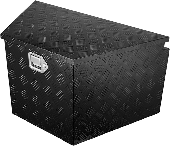 VEVOR Trailer Tongue Box, Heavy Duty Trailer Tongue Tool Box Storage Organizer with Lock & Keys, Utility Tool Chest for Pickup Truck Bed, RV, SUV, Off-Road Vehicle, Aluminum, 33" x 19" x 18", Black