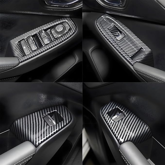 Car Door Power Window Lift Switch Protection Panel for Subaru Crosstrek 2024 2025 2026 Impreza Auto Interior Accessories Armrest Side Pull Handle Trim Cover Carbon Fiber Style