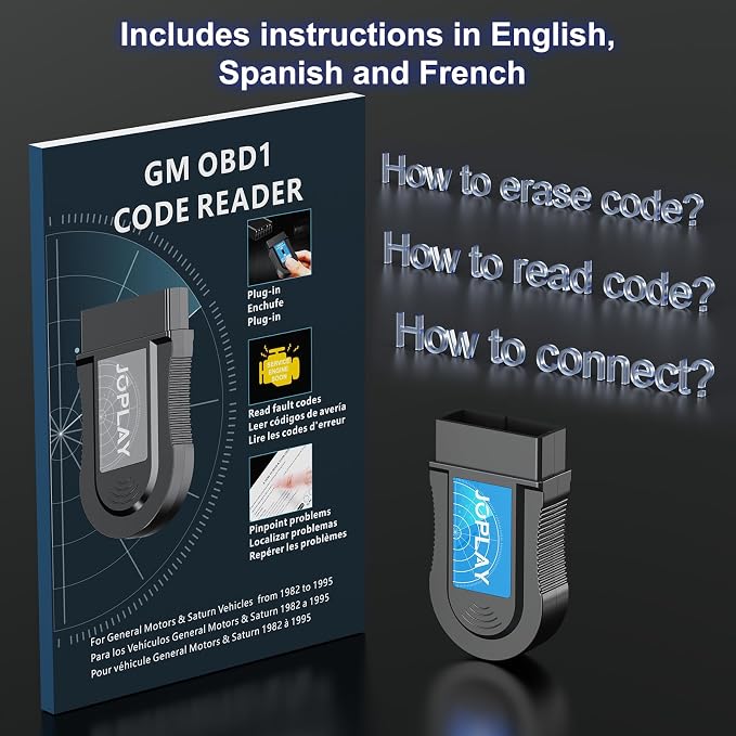 JOPLAY OBD1 Scanner and Code Reader ONLY Compatible with GM 1982-1995 Vehicles, ECM ABS Diagnostic Scan Tool with Instructions in English, Spanish, and French (Blue)