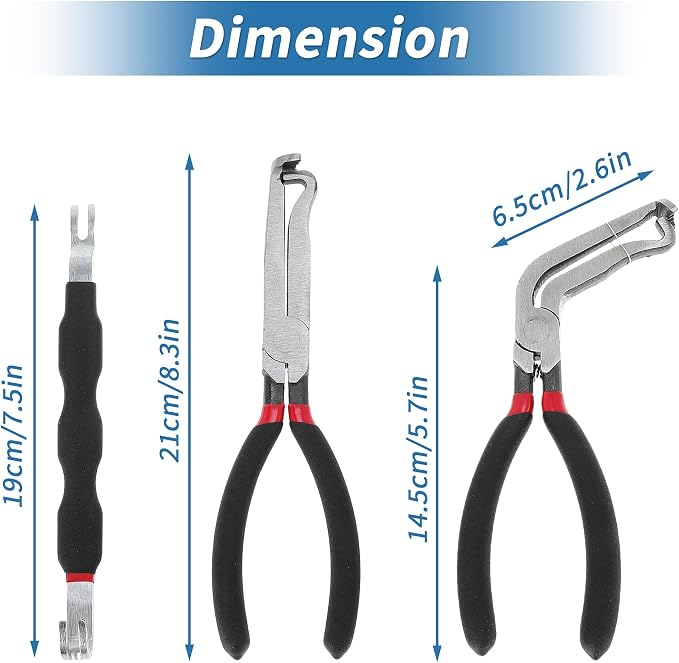 No.37960/37980/13120 8" 60 Degree Electrical Disconnect Pliers for Automotive Sensor Connector Angled Wire Plug Removal Tool Locking Push Tab Pliers Electrical Connector Separator