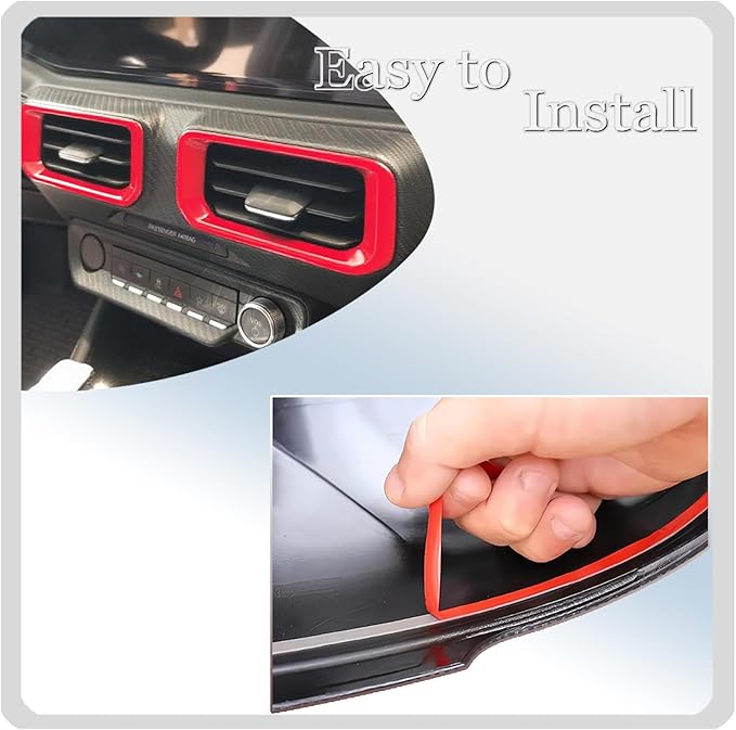 MUXEE A/C Vent Trim Panel Cover, for Ford Mustang 2024 2025 2026 - ABS Wine Red Dashboard AC Air Vent Outlet Sport Interior Trim Accessories(A-Shape)