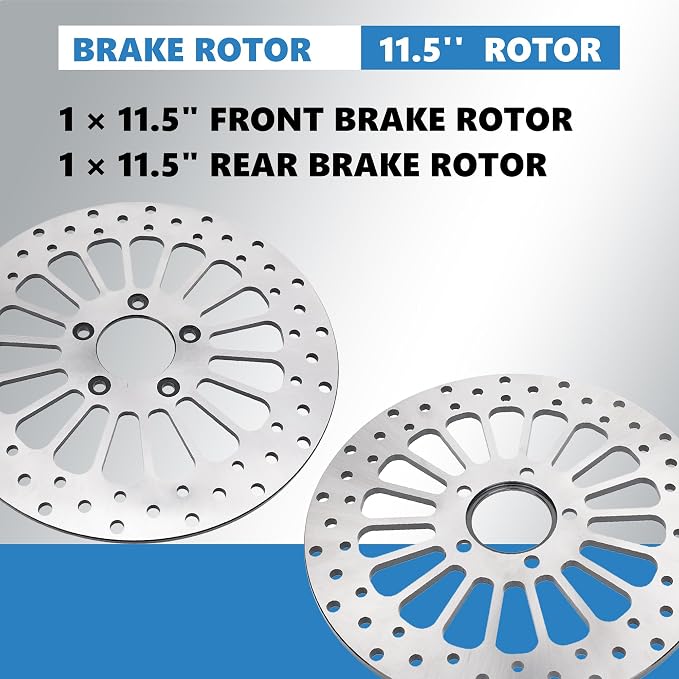 11.5'' Front Rear Rotor Kit 2PCS Fit for Harley Davidson Touring Sportster Dyna, Early Super Glide Softail Great Performance Superior Heat Dissipation Brake part, 420 Stainless Steel Rotors