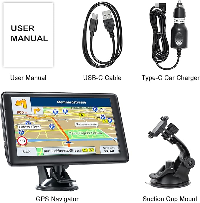 7''GPS Navigator for Truck Car with 2026 Maps Free Lifetime Updates, GPS Truck Drivers Commercial Trucker Navigation Systems with Voice Assist, Speed Limit Warnings, Custom Routing, Driver Alerts