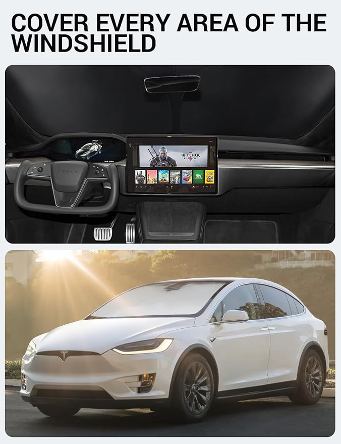 BASENOR Tesla Model S Model X Center Console Organizer and Model X Windshield Sunshade