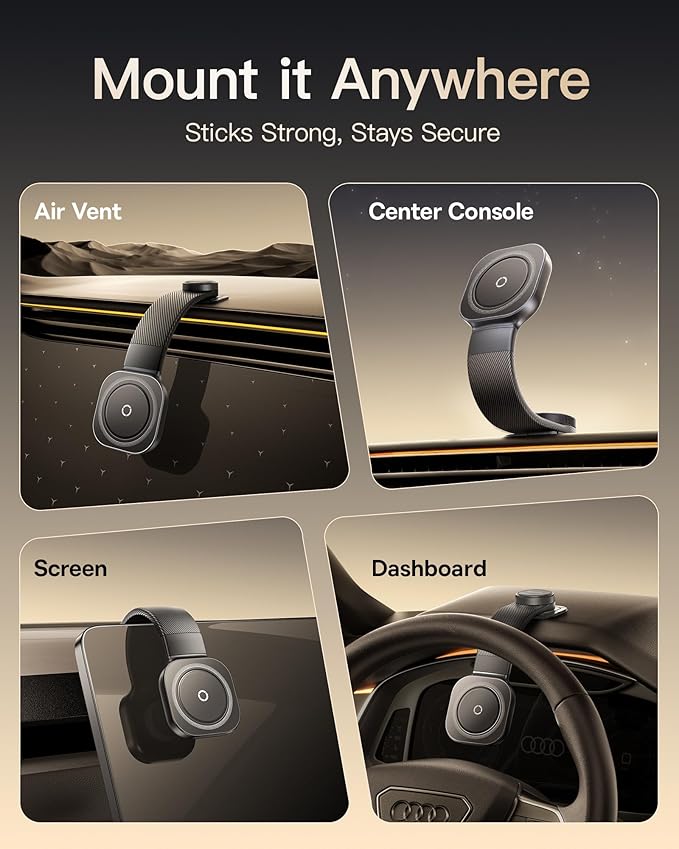 Baseus for MagSafe Car Mount Bendable Memory Titanium Alloy Car Mount Ultra-Mini Retractable Car Charger 60W USB C