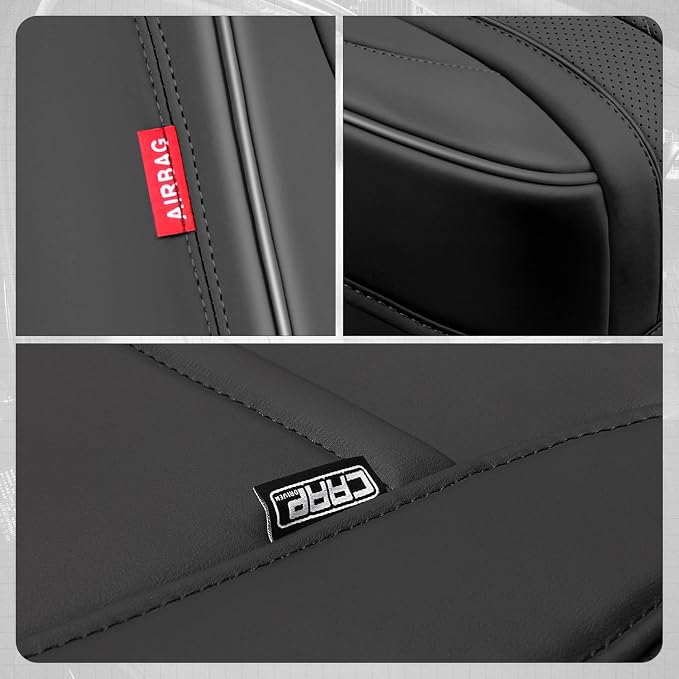 Touring Series Leatherette Front Row Set Seat Covers Universal for Cars Trucks SUV, Black, CA-SC-Touring-F-BK