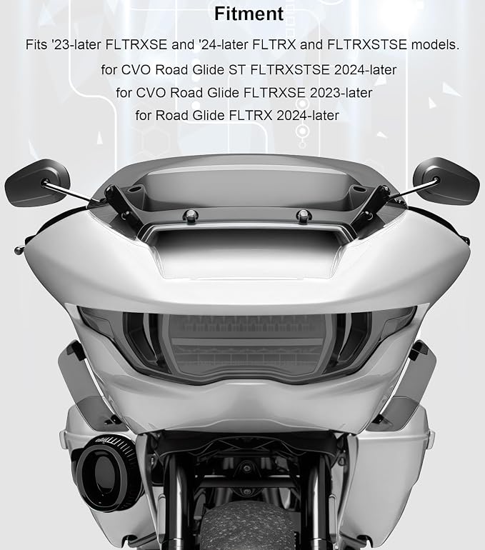 Headlight Lens Headlamp Protection Headlight Cover Compatible with Harley CVO Road Glide FLTRXSE 2023-2025 & Road Glide/ST 2024-2025 (Smoke)