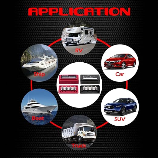 4 x M8 (5/16") Studs Power Distribution Block Bus Bar 12V, Ampper Waterproof HD 200A Marine BusBar Battery Distribution Block W/Cover for Auto Boat Solar (Red & Black)