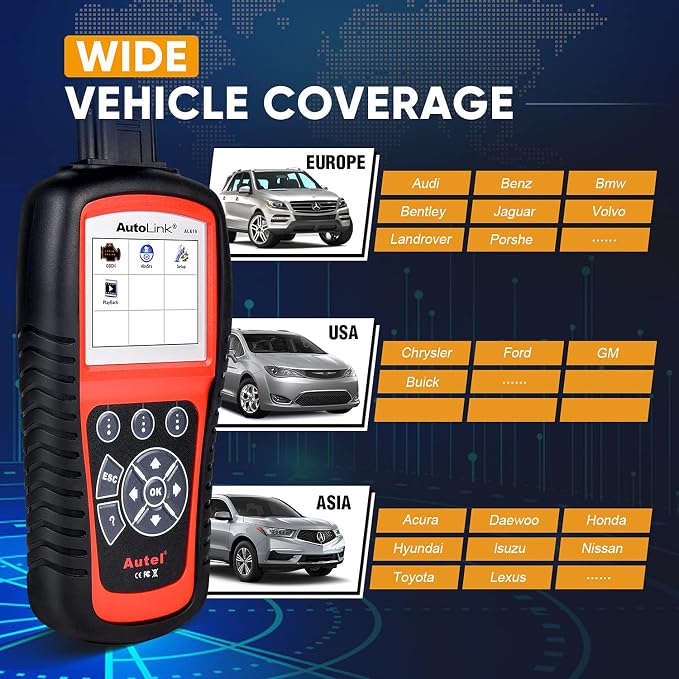 Autel AutoLink AL619 OBD2 Scanner, 2026 ABS SRS Warning Light Diagnostic Scan Tool, Up of AL519 ML519 ML619, 10 OBDII Test Modes, DTCs Lookup, Live Data, Turn Off Check Engine Light OBDII Code Reader
