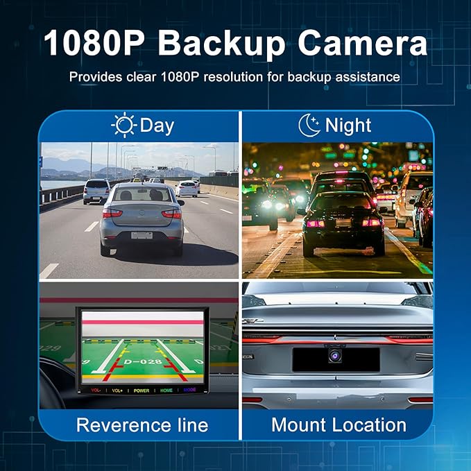 7-Inch Wireless Apple CarPlay & Android Auto Portable Car Screen, Auto Brightness Adjustment, Supports HD Video, with HD Backup Camera