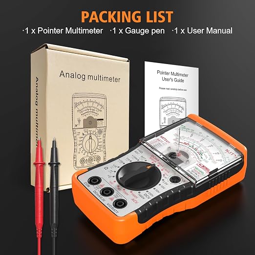 NJTY S471 Analog Pointer Multimeter, High Sensitivity Needle Meter for DC/AC Voltage Current Resistance Testing, Portable Battery and Load Tester with Built-in Fuses