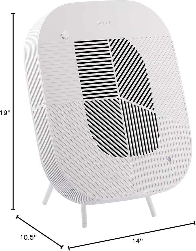 KOMMA Lov Air Purifier for Bedroom, 3.1 inch Slim Wall mount & Stylish Standing type, Hepa Filter Air Cleaner, Remove Fine Dust, Smoke. (CreamWhite with Cradle)