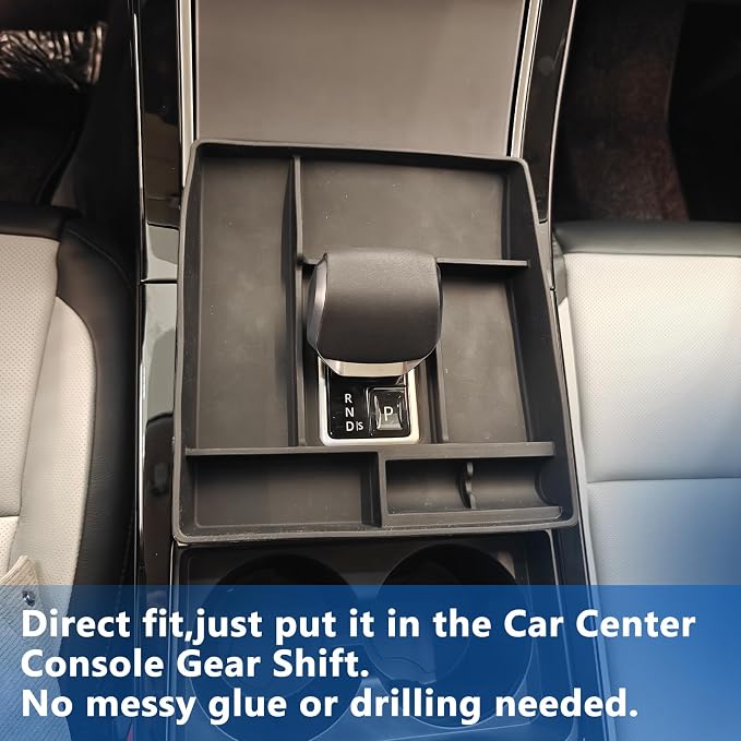 Black Rubber Car Center Console Gear Shift Storage Box Compatible with Land Rover Range Rover Evoque L551 2024-2025 Central Storage Box Phone Box,Gear Shift Organizer Tray Car Accessories