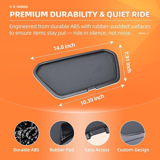 Center Console Tray and Dash Storage TrayCompatible with 2019-2026 Chevy Silverado/GMC Sierra 1500 & 2020-2026 Silverado/Sierra 2500HD 3500HD-(Split-Bench Folding Seat)-3 Pack
