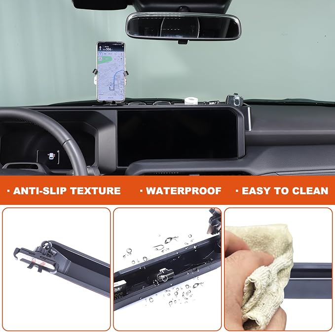 Car Center Console Dash Organizer with Phone Holder Compatible with Toyota Land Cruiser 250 Prado LC250 J250 2024 2025,ABS Dashboard Tray Storage Box Interior Accessories (Phone Mount Holder C)