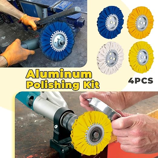 8" Airway Buffing Wheel, 4 Pcs Wheel Polishing Kit in Diameter 5/8" in Arbor Hole, Aluminum Polishing kit Used On Angle Grinder for Metal, Car, Wood
