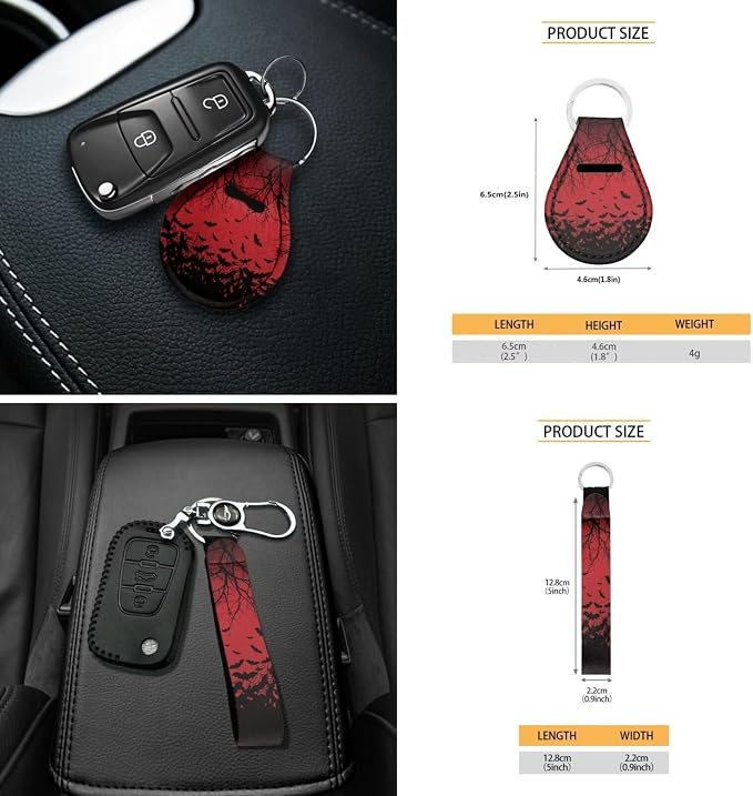 18Pcs Bat Car Seat Covers Full Set Center Console Cover+Steering Wheel Protector+Seat Belt Cover+Handbrake Protector+Car Cup Mats+Keychain+Headrest Cover Gothic Red Car Accessories