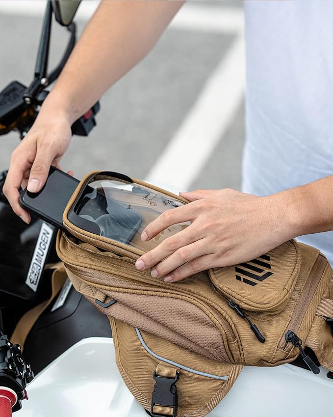 ILM Motorcycle Tank Bag Magnetic 4 Straps Reinforced Fastening Waterproof Touch Screen Phone Pouch Motorbike BT01