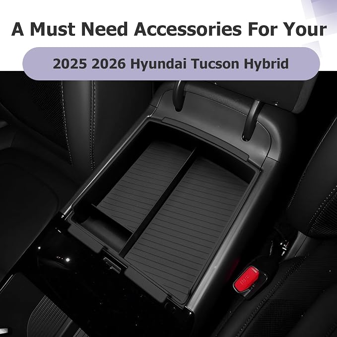 LUWU 2026 Tucson Accessories Center Console Organizer for 2025-2026 Hyundai Tucson Armrest Box Organizer 2PCS Only Fit for Tucson Hybrid/Limited - NOT for 2022-2026 Tucson with Automatic Transmission