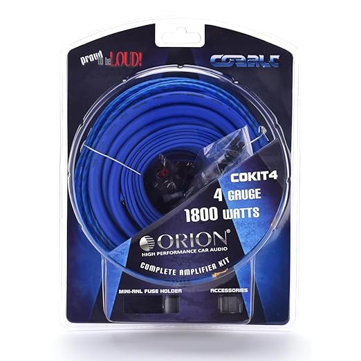 Orion CBA2000.1D Class-D Monoblock Subwoofer Amplifier + COKIT4 4GA Amp Wiring Kit, 2000W Max Car Audio Amp & Install Kit Bundle