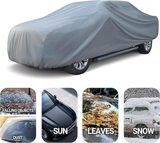 Season Guard Truck Cover Dirtproof, Waterproof, Breathable, Snow Dustproof, Indoor and Limited Outdoor Car Covers Fits Truck up to 240", Gray
