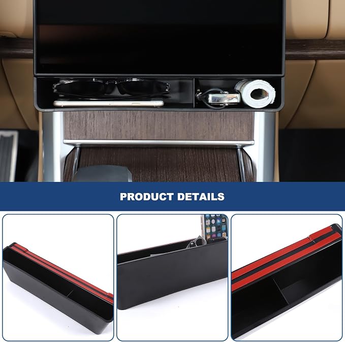 Under Screen Storage Box Compatible with Land Rover Range Rover Vogue L460 2024 2025 Center Console Organizer Under Navigation Screen Storage Box 1PCS