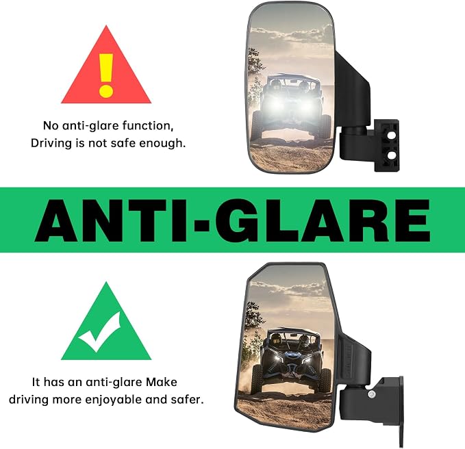SHEJISI Defender Side Mirrors,The Spring Back Feature Allows Easy Reset After Fold,2024 New UTV Mirrors Compatible with Can Am Defender HD10 HD9 HD8 HD7 HD5,Suitable for No Door,Half Door,Full Door