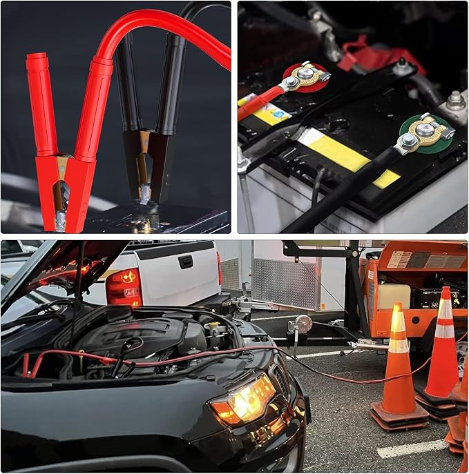 Nilight 1 Gauge 25 Feet Heavy Duty Jumper Cables 900 Amp Booster Battery Cables with Permanent Installation kit and Quick Connect Plug Includes Carrying Bag for 12V & 24V Cars SUVs and Trucks
