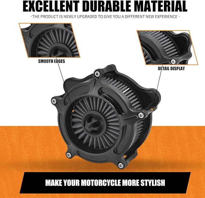 Air Cleaner Filter Aluminum Fit for Harley Touring Road King Street Glide Softail (Black Housing Grey Element, D For M8 Touring 17-23 Trike 17-25 Softail 18-24)
