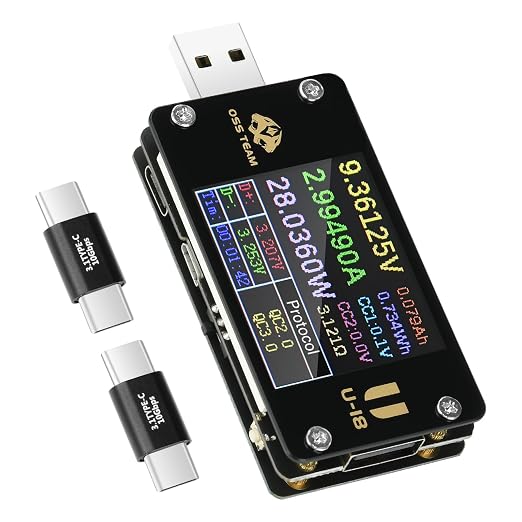 Diymore 2 in 1 Type C USB Tester USB Multimeter USB C Power Mester Tester USB-C Testers DC 4-24V 6A 1.77-inch Multi-Function Voltage and Current Meter QC/PD Protocol Trickle Charger Quick Charge