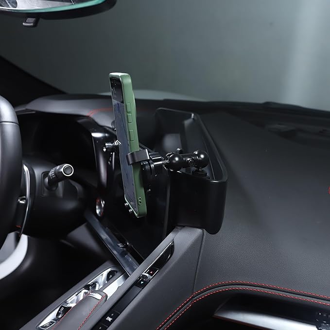 TOYCIDFG Dashboard Storage Tray Behind Navigation Screen with Phone Holder for Corvette C8 Stingray 2020-2026, Center Console Car Organizer Tray Interior Accessories (Type D)