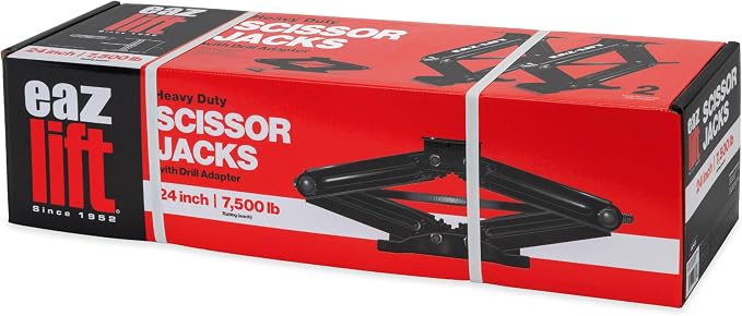 Camco EAZ-Lift 24-inch Stabilizing RV Scissor Jacks - Features a 7,500 lb Load Capacity - Heavy-Duty Steel Construction - Set of 2 (48830)