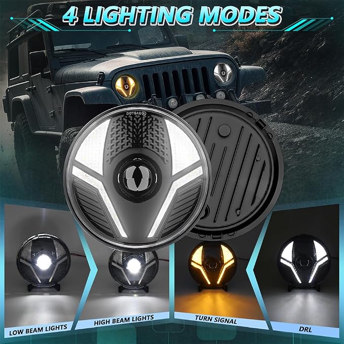 7 inch Motorcycle LED Headlight 4.5 inch Fog Passing Lights DOT Kit for Harley Davidson Road King Street Electra Glide Ultra Limited Low CVO Tri Heritage Softail Slim 107 Deluxe Classic Switchback